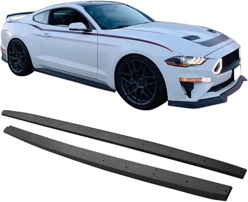 IKON MOTORSPORTS Side Skirts Extension Compatible with 2015-2023 Ford Mustang R Style PP Textured Black Rocker Panel Splitter Side Underbody Spoiler in Saudi Arabia