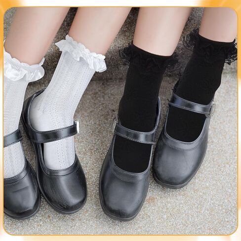 Jspupifip 6 Pairs Lace Ruffle Crew Socks for Women, Cotton Cute Princess Ankle Dress Lace Socks for Women Girls in Saudi Arabia