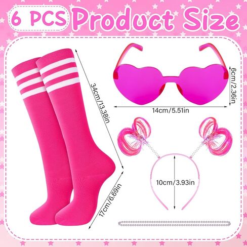 30 Pcs Pink football Game Outfit Breast Cancer Awareness Accessories Set Spirit Week Pink Ribbon Knee High Socks Rimless Glasses Ponytail Headband Necklace for Women Parade Walk Event in Saudi Arabia