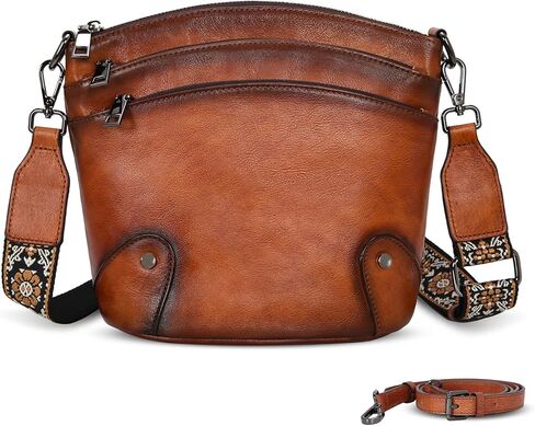 HESHE Crossbody Bags Leather Purses for Women Vintage Shoulder Handbags with Multi Pockets Cross Body Purses for Travel in Saudi Arabia