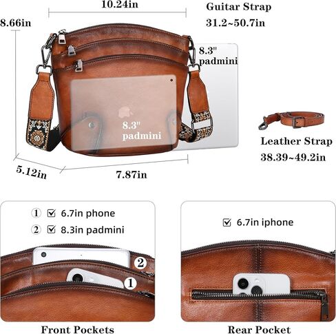 HESHE Crossbody Bags Leather Purses for Women Vintage Shoulder Handbags with Multi Pockets Cross Body Purses for Travel in Saudi Arabia