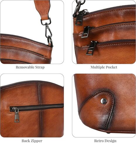 HESHE Crossbody Bags Leather Purses for Women Vintage Shoulder Handbags with Multi Pockets Cross Body Purses for Travel in Saudi Arabia