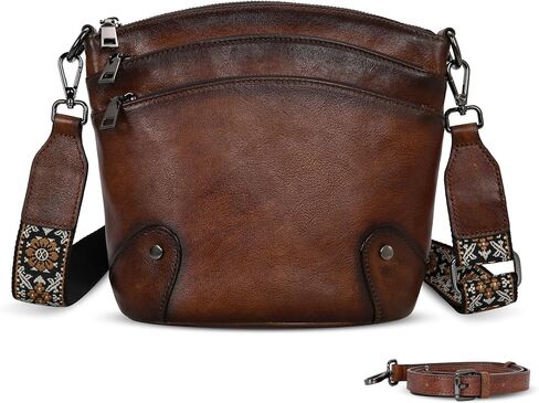 HESHE Crossbody Bags Leather Purses for Women Vintage Shoulder Handbags with Multi Pockets Cross Body Purses for Travel in Saudi Arabia