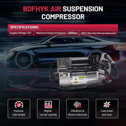 طقم ضاغط تعليق هوائي BDFHYK شديد التحمل 12 فولت متوافق مع Audi Q7 2007-2015، متوافق مع Volkswagen Touareg 2004-2010، Porsche Cayenne 2003-2010 - بديل لـ 4154031130، 95535890104 in Saudi Arabia