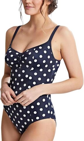 Panache Anya Riva Spot Underwired Balcony Swimsuit Navy/Vanilla 38FF in Saudi Arabia