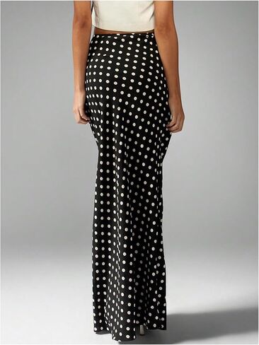 Milumia Women's Polka Dots Bodycon Maxi Skirt Elegant Floor Length Casual Long Skirts in Saudi Arabia
