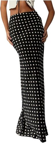 Milumia Women's Polka Dots Bodycon Maxi Skirt Elegant Floor Length Casual Long Skirts in Saudi Arabia
