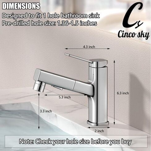 Bathroom Faucet - Three Water Modes (Spray, Stream, Fountain), Pull-Out Sprayer, Honeycomb Aerator, Easy Installation, Durable Ceramic Valve - Ideal for Family and Modern Bathrooms (Grey) in Saudi Arabia