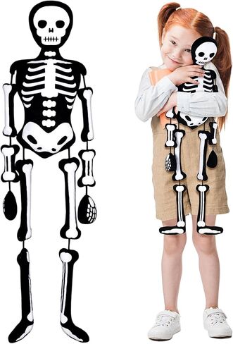 Sosation 47 Inch Halloween Skeleton Plush Pillow Realistic Stuffed Skeleton Plushy Cushion Horror Spooky Plush for Halloween Festive Home Sofa Bed Couch Decorations Party Gifts Graveyard Prop in Saudi Arabia