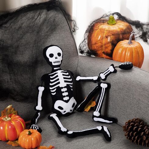 Sosation 47 Inch Halloween Skeleton Plush Pillow Realistic Stuffed Skeleton Plushy Cushion Horror Spooky Plush for Halloween Festive Home Sofa Bed Couch Decorations Party Gifts Graveyard Prop in Saudi Arabia