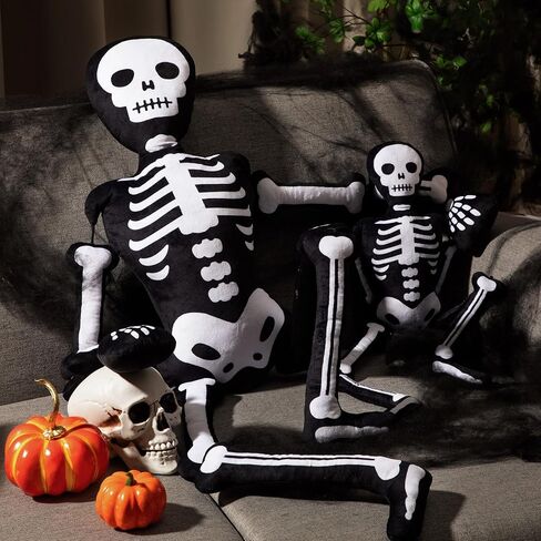 Sosation 47 Inch Halloween Skeleton Plush Pillow Realistic Stuffed Skeleton Plushy Cushion Horror Spooky Plush for Halloween Festive Home Sofa Bed Couch Decorations Party Gifts Graveyard Prop in Saudi Arabia