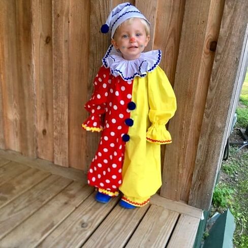 Murnouche Halloween Toddler Baby Clown Costume Funny Contrast Color Jumpsuit with Hat Outfit in Kuwait