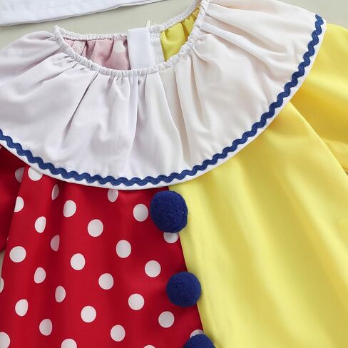 Murnouche Halloween Toddler Baby Clown Costume Funny Contrast Color Jumpsuit with Hat Outfit in Kuwait