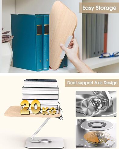 Book Stand, Book Stand for Reading Hands Free, Adjustable Desk Book Holder with 360 Degree Rotating Base & Page Clips, Cookbook Documents Holder for Textbook,Cookbook, Sheet Music,Laptop,Recipe in Kuwait