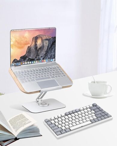 Book Stand, Book Stand for Reading Hands Free, Adjustable Desk Book Holder with 360 Degree Rotating Base & Page Clips, Cookbook Documents Holder for Textbook,Cookbook, Sheet Music,Laptop,Recipe in Kuwait