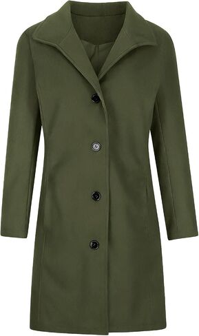 Mens Wool Blend Trench Coat Mid Long Single Breasted Lapel Pea Coats Winter Business Casual Overcoats with Pockets in Saudi Arabia