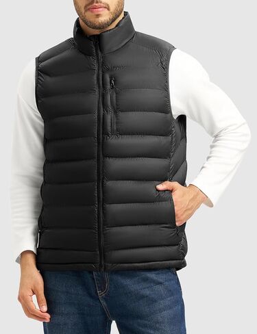 Rdruko Men's Puffer Vest Lightweight Outerwear Winter Warm Outdoor Hiking Casual Vest with 5 Pockets in Saudi Arabia