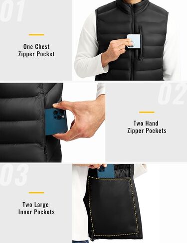 Rdruko Men's Puffer Vest Lightweight Outerwear Winter Warm Outdoor Hiking Casual Vest with 5 Pockets in Saudi Arabia