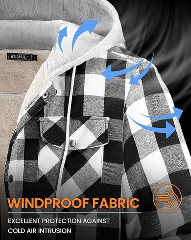 WULFUL Men's Flannel Plaid Shirts Jacket Fleece Lined Winter Shirts Soft Warm Coat with Hood for Men in Saudi Arabia