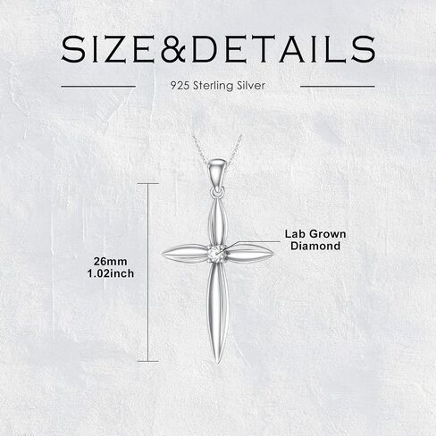Diamond Cross Pendant Necklace for Women 925 Sterling Silver Lab Grown Diamond Jewelry Gifts 0.06 ct. D Color VVS Clarity 155553 in Saudi Arabia