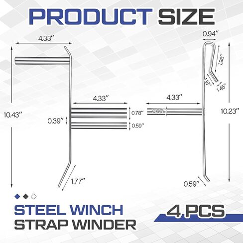 4 Pack Winch Strap Winder for Trucks 2", 3" & 4" Straps Roll-up Flatbed Trailer Winch Straps Steel Zinc Plated for Trucks, Trailers, Warehouses in Saudi Arabia