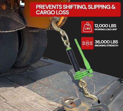 Mytee Products 4 Pack 3/8"-1/2" Hi-Viz Green Heavy Duty Folding Handle Ratchet Chain Binder w/ 1/2" Grab & 5/8" Slip Hook 12,000 lbs WLL | Tie Down Hauling Load Chain Binders for Flatbed Trailer in Saudi Arabia