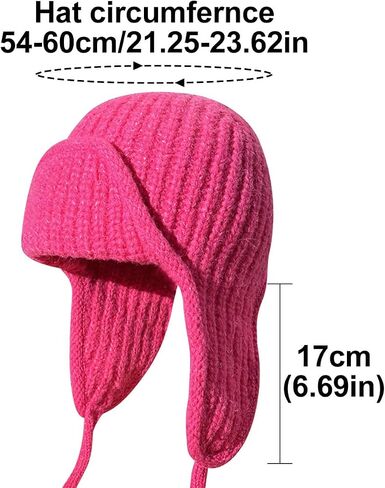 Winter Knit Ear Flap Beanie Hat for Women Men Knitted Trapper Hat Winter Hats with Ear Flaps Windproof in Saudi Arabia