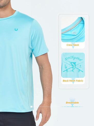 قمصان السباحة الرجالية Rash Guard UPF 50+ تي شيرت قصير الأكمام للشمس، سريع الجفاف، خفيف الوزن، قميص شاطئ للصيد in Saudi Arabia