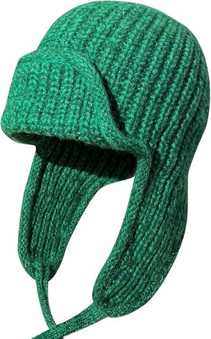 Winter Knit Ear Flap Beanie Hat for Women Men Knitted Trapper Hat Winter Hats with Ear Flaps Windproof in Saudi Arabia