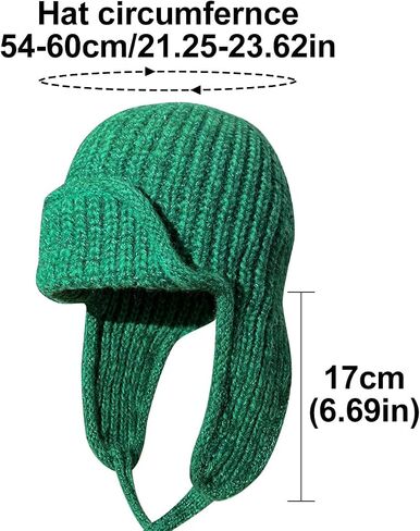 Winter Knit Ear Flap Beanie Hat for Women Men Knitted Trapper Hat Winter Hats with Ear Flaps Windproof in Saudi Arabia