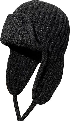 Winter Knit Ear Flap Beanie Hat for Women Men Knitted Trapper Hat Winter Hats with Ear Flaps Windproof in Saudi Arabia