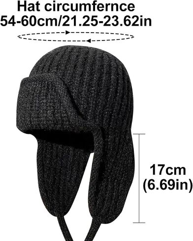 Winter Knit Ear Flap Beanie Hat for Women Men Knitted Trapper Hat Winter Hats with Ear Flaps Windproof in Saudi Arabia