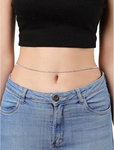 Aheli Cubic Zirconia Studded Body Chain Kamarbandh Dress Belly Waist Chain Belt Jewellery Gift for Women in Saudi Arabia