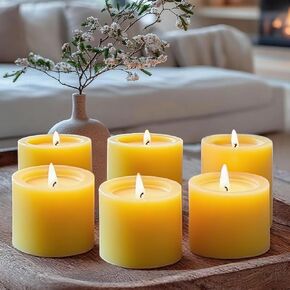 6 عبوات من شموع شمع النحل، شمعة طوارئ مشتعلة لمدة 210 ساعة، شموع عمودية من شمع النحل الطبيعي النقي بنسبة 100% للمنزل، شمعة عمود شمع النحل العضوية غير المعطرة للصلاة، بدون تنقيط وبدون دخان (2x4 بوصة) in Kuwait