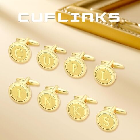 GWD Initial Cufflinks for Men Classic Cuff links Mens Letter Shirts CuffLinks Wedding Gift in Kuwait