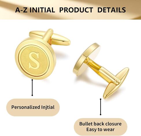 GWD Initial Cufflinks for Men Classic Cuff links Mens Letter Shirts CuffLinks Wedding Gift in Saudi Arabia