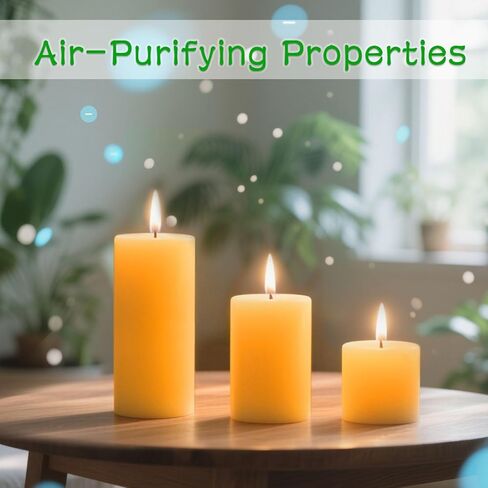 6 عبوات من شموع شمع النحل، شمعة طوارئ مشتعلة لمدة 210 ساعة، شموع عمودية من شمع النحل الطبيعي النقي بنسبة 100% للمنزل، شمعة عمود شمع النحل العضوية غير المعطرة للصلاة، بدون تنقيط وبدون دخان (2x4 بوصة) in Kuwait