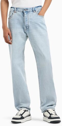 Armani Exchange Men's Relaxed Straight Fit Light Blue Denim in Saudi Arabia