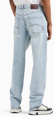 Armani Exchange Men's Relaxed Straight Fit Light Blue Denim in Saudi Arabia