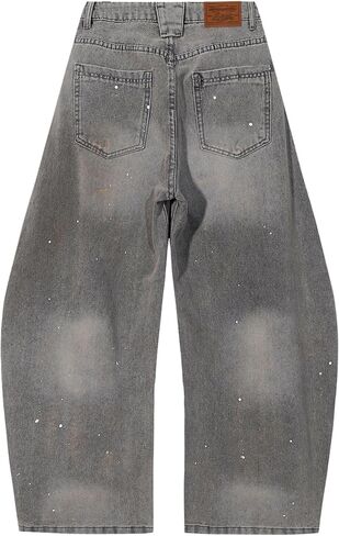 Aelfric Eden Baggy Barrel Jeans Ink Splash Wide Leg Jeans Womens Mens Retro Washed Unisex Streetwear Y2K Casual Denim Pants in Saudi Arabia