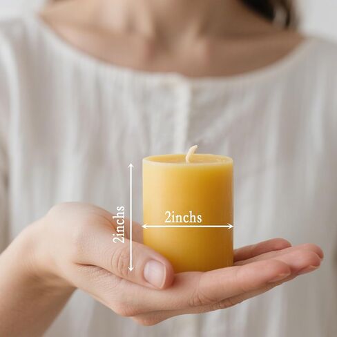 6 عبوات من شموع شمع النحل، شمعة طوارئ مشتعلة لمدة 210 ساعة، شموع عمودية من شمع النحل الطبيعي النقي بنسبة 100% للمنزل، شمعة عمود شمع النحل العضوية غير المعطرة للصلاة، بدون تنقيط وبدون دخان (2x4 بوصة) in Kuwait