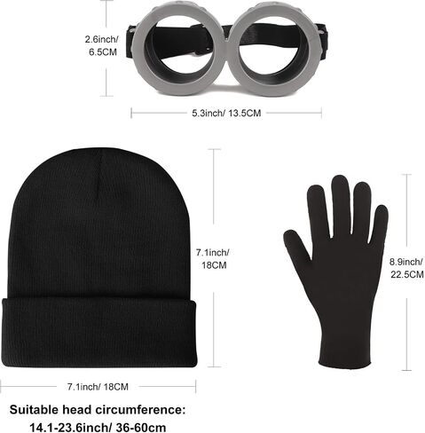 DRESHOW Costume Accessories Set Vintage Goggles Glasses Yellow Beanie Hats Black Gloves Halloween Cosplay Set for Women Men in Saudi Arabia