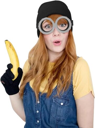 DRESHOW Costume Accessories Set Vintage Goggles Glasses Yellow Beanie Hats Black Gloves Halloween Cosplay Set for Women Men in Saudi Arabia