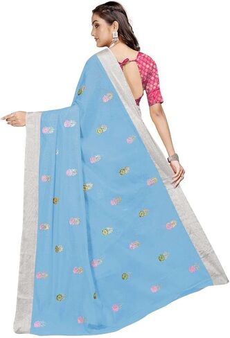 Women's Cotton Saree with Embroidery Design –Traditional Ethnic Wear Festival, Soft Fabric with Unstitched Blouse Piece in Saudi Arabia