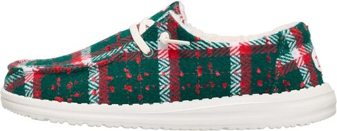 HEYDUDE Wendy Confetti Plaid Cozy Red/Green/Multi 9، أحذية نسائية، أحذية بدون كعب سهلة الارتداء، مريحة وخفيفة الوزن in Kuwait