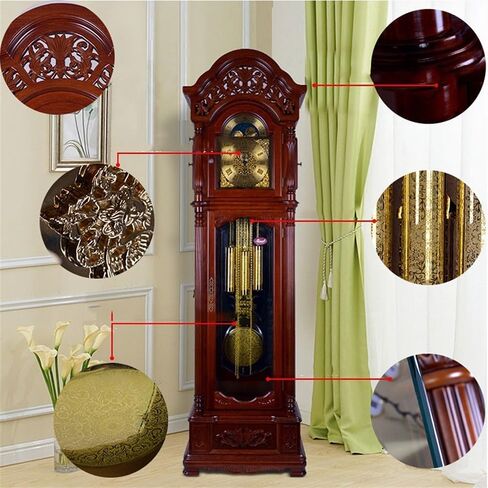 Floor Grandstand Clock Vintage Grandfather Clock in Reddish Brown Clock Living Room Floor Clock European Mute Creative Clock Home Clock Stand Clock Ornament Living Room Clock in Saudi Arabia