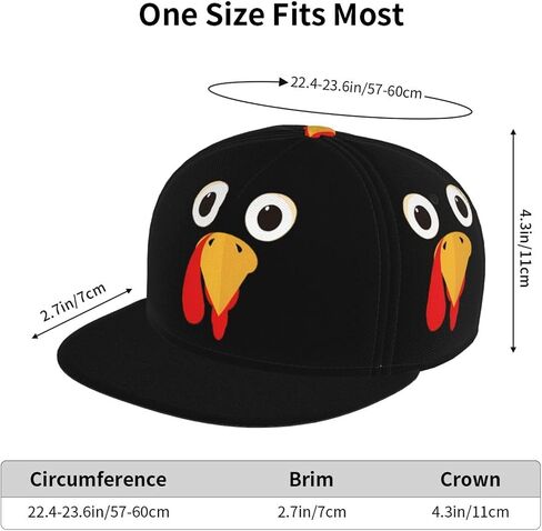 Thanksgiving Turkey Baseball Cap Snapback Hat Adjustable Flat-Brimmed Hip Hop Cap for Men Women & Teens in Kuwait