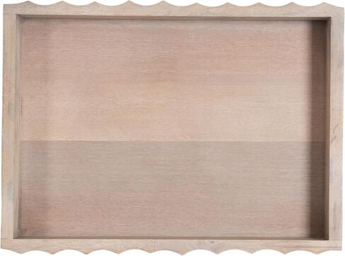 Kate and Laurel Lissi Decorative Rectangle Tray with Wavy Design; 16 x 12; Natural Wood; Modern Scalloped Serving Tray for Coffee Table Ottoman; Dining Table; or Entryway Catch-All Tray in Saudi Arabia