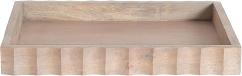 Kate and Laurel Lissi Decorative Rectangle Tray with Wavy Design; 16 x 12; Natural Wood; Modern Scalloped Serving Tray for Coffee Table Ottoman; Dining Table; or Entryway Catch-All Tray in Saudi Arabia