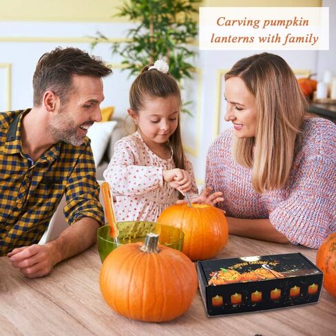 33 PCS Pumpkin Carving Kit, Stainless Steel Tools with Hammer DIY Stencils Pumpkin Carver Kit Carving Set for Halloween Decoration Safe for Kids Adults with 12 Candle Lights in Saudi Arabia